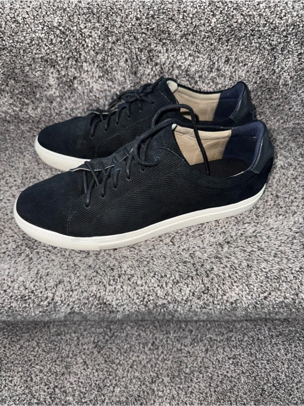 Banana Republic Black Leather Lace-Up Sneakers with White Sole